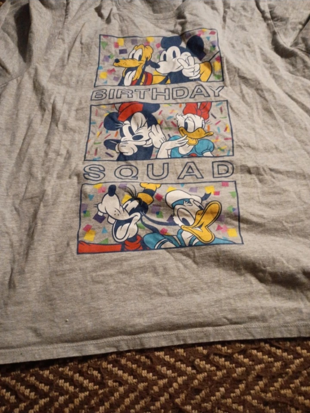 Disney Gray "Birthday Squad" Graphic Tee with Classic Characters
